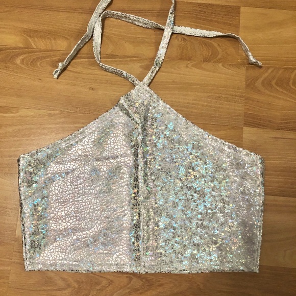 Holographic Halter Crop Top - Picture 3 of 4